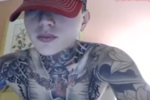 dirty Tattooed lad stroking