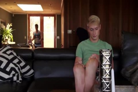 Blond legal age teenager gets gangbanged naked