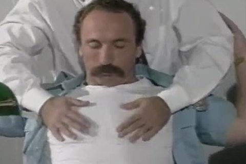 excited bushy Police Captain Having pleasure