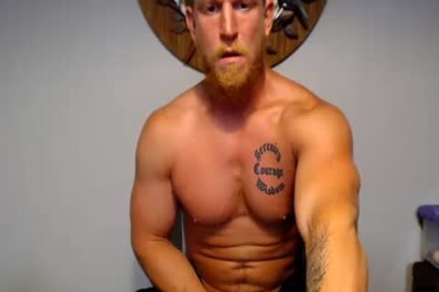 Blond brawny chap Masturbates In Live