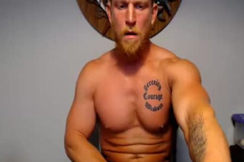 Blond brawny chap Masturbates In Live