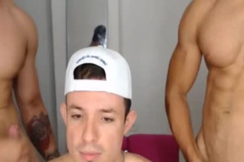 3 built Interracial studs engulfing Their ramrods And hammering