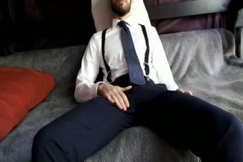 youthful lad Jerks Off And Cums On His Chest After Work