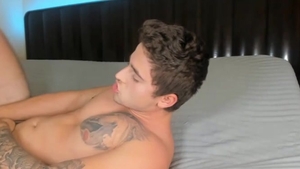 youthful chap Masturbates And Puts A fake penis In His wazoo