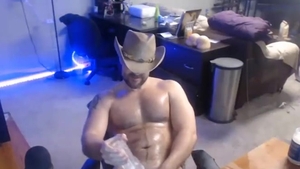 Texan horny man Moving His large wazoo And stroking With His Hard dick In Live