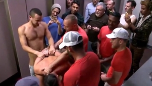 Brutal Restroom gangbang