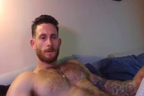 pumped up lad Masturbating His penis With A Fleshlight