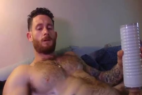 pumped up lad Masturbating His penis With A Fleshlight
