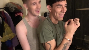 Behind The Scenes video, Two Military German fresh fellows Have unprotected Sex In A Bunker