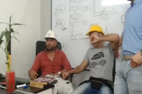 three Workers bang And wank Each Other