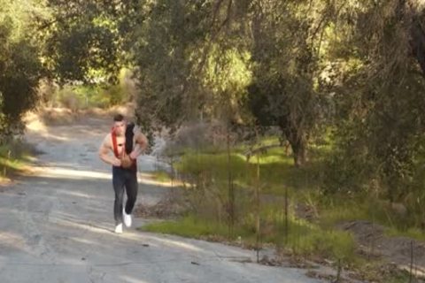 Justin Matthews bones Ripped & Shirtless Hitchhiker