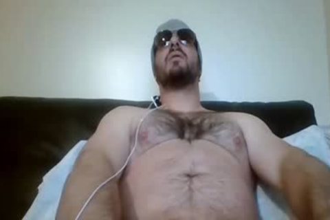 hairy man With A nice cock Stroking It In Live