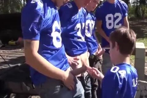 A homosexual Pack With large weenies. Outdoor homosexual gangbang