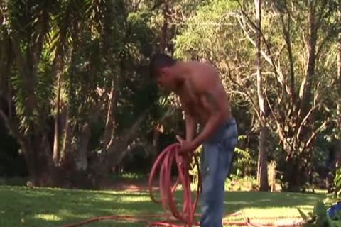 ball batter ramrod - Biker Hunk homosexual Public butt