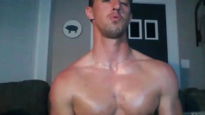 lewd brawny lad Masturbating In webcam