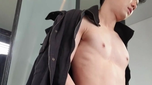 skinny asian Model Shows His large penis First Time. Full movie
