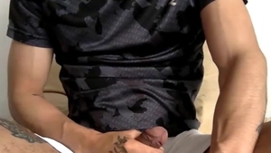 Tattooed boy In Sports Suit Masturbates Watching clips