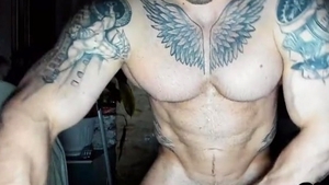 muscular And Tattooed lad Shows Off His Body And pecker