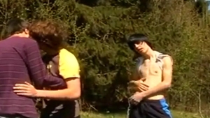 trio guys Outdoor On Field Blowjobs Have raw plow And Eat Cums jack off And cumshot