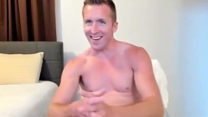 muscular American man Tugs His nice rod