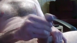 bushy lad Masturbates In His Office