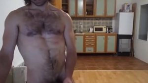 hairy Chest European boy Jerks Until he shoots sperm On webcam