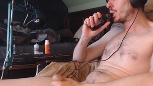 Skinny man Masturbates Listening To Music