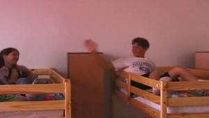 College teens In Dorm After Pillow Fight Give oral-sex And jack off And sperm