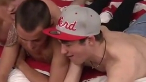 Selfie three-some boys suck And nail stroking And love juice On Body