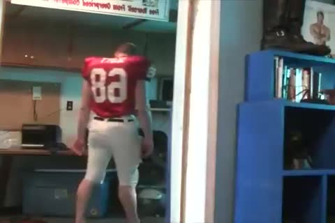 nasty jock jerking off in football gear
