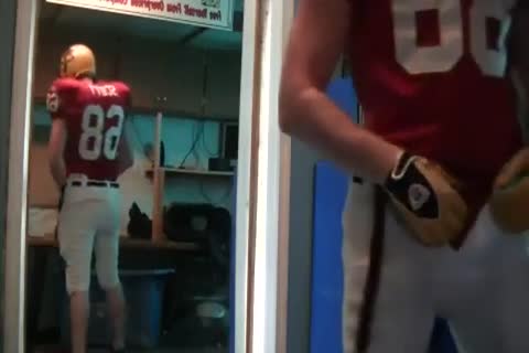 nasty jock jerking off in football gear