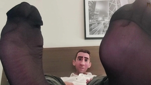 STEP gay daddy - black SHEER SOCKS WHITE dick! - COME WORSHIP MY FEET WATCH ME EDGE MY HARD WHITE dick & sperm together