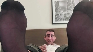 STEP gay daddy - black SHEER SOCKS WHITE dick! - COME WORSHIP MY FEET WATCH ME EDGE MY HARD WHITE dick & sperm together