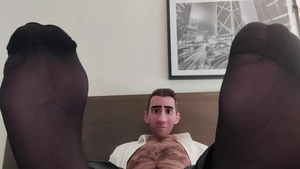 STEP gay daddy - black SHEER SOCKS WHITE dick! - COME WORSHIP MY FEET WATCH ME EDGE MY HARD WHITE dick & sperm together