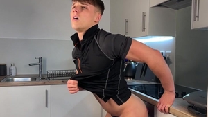 kinky man fucks Himself With In Kitchen