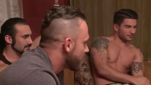 Brandon Wilde gets pounded By Billy Santoro, Jack Hunter, Jaxton Wheeler, Logan Moore And Vadim black