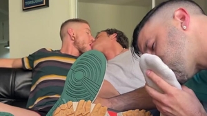Sweaty dick Colt Spence gets Licked Clean blowjob To Toe By Nick Charms And Nate Grimes