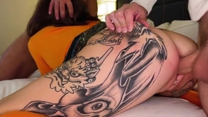 Fred And shaggy engulf Each Others rods while They plow Velma In The butthole