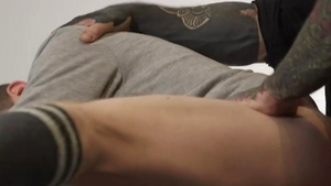 Stepdad hammers Stepsons taut arse whilst mama Watches