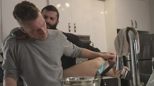 Stepdad hammers Stepsons taut arse whilst mama Watches