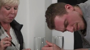 Stepdad hammers Stepsons taut arse whilst mama Watches