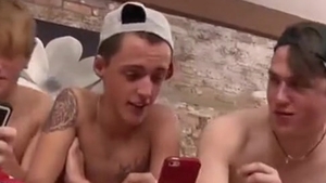 Selfie Of Three guys engulfing And double penetration