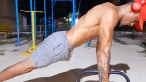 Two lusty dudes Exercising