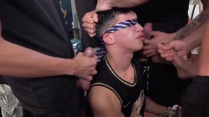 YB - Bukkake boy Takes three Loads - Felix Harris, Diego Diaz, Axel Berti, Frank Bauer