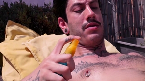 HotAFmen: Nip-Pierced Nudie Sprays His Joy