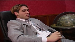 menatplay: Power Trip in Black Leather Chair