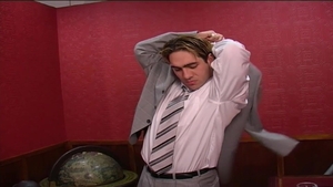 menatplay: Power Trip in Black Leather Chair