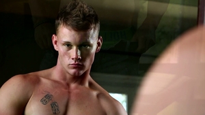 Next Door Male: Muscular Brunette's Smooth Stroking