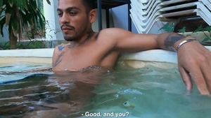 Two Hungry Boys in the Resort Pool