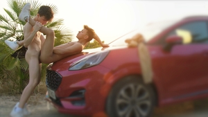 Sultry Smiles: An Outdoor Bareback Delight